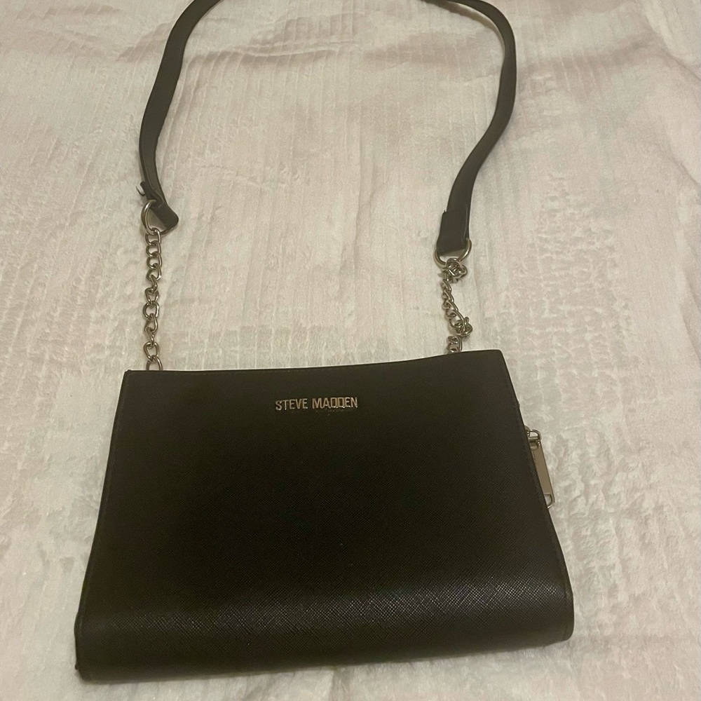 2 for $15 Steve Madden Black Crossbody Wallet/Purse with Silver Chain Strap